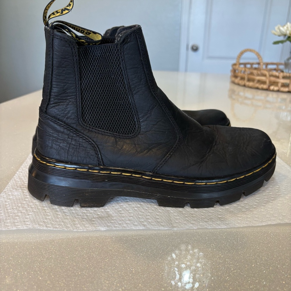 Dr. Martens Black Slip On Boots Chunky Heel - Picture 2 of 7